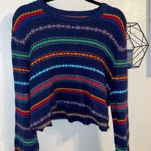Crop wool sweater: multicolor